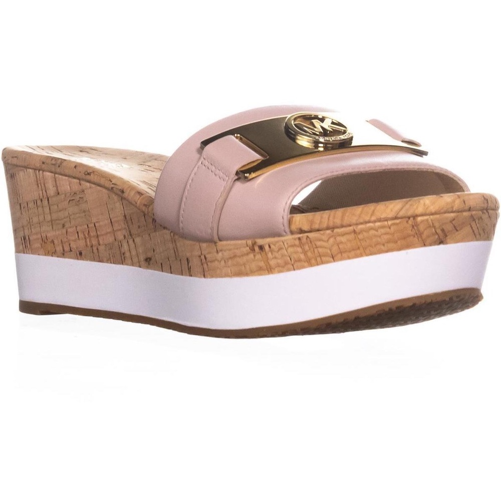 With Box MICHAEL Michael Kors Warren Platform Slide Sandals Soft Pink Size 9 39